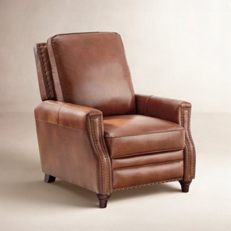 Andrena Genuine Leather Recliner with Nailhead Trim