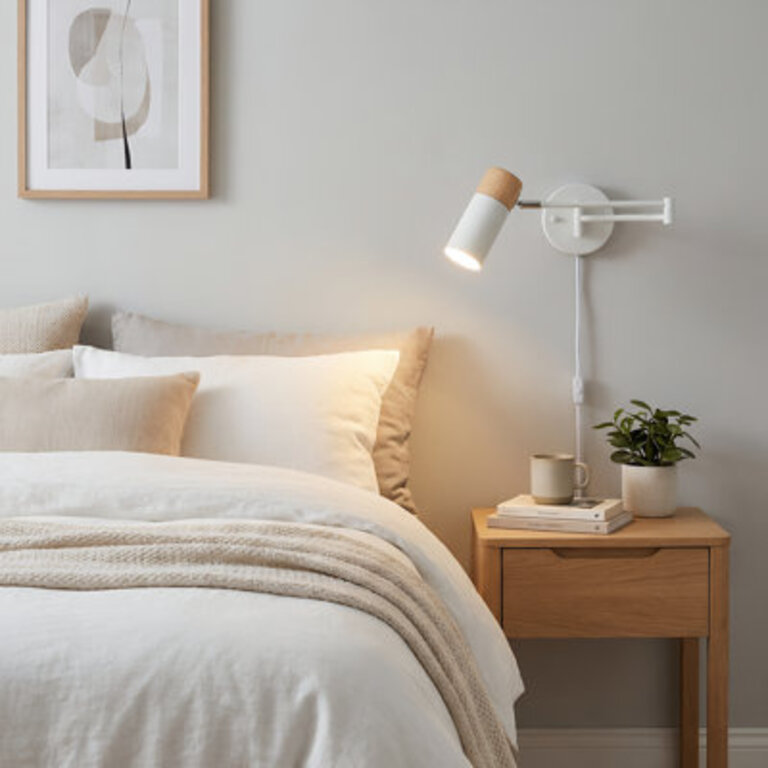 Industrial Swing Arm White Wall Lamp Modern Vintage Adjustable Hanging Light for Bedroom