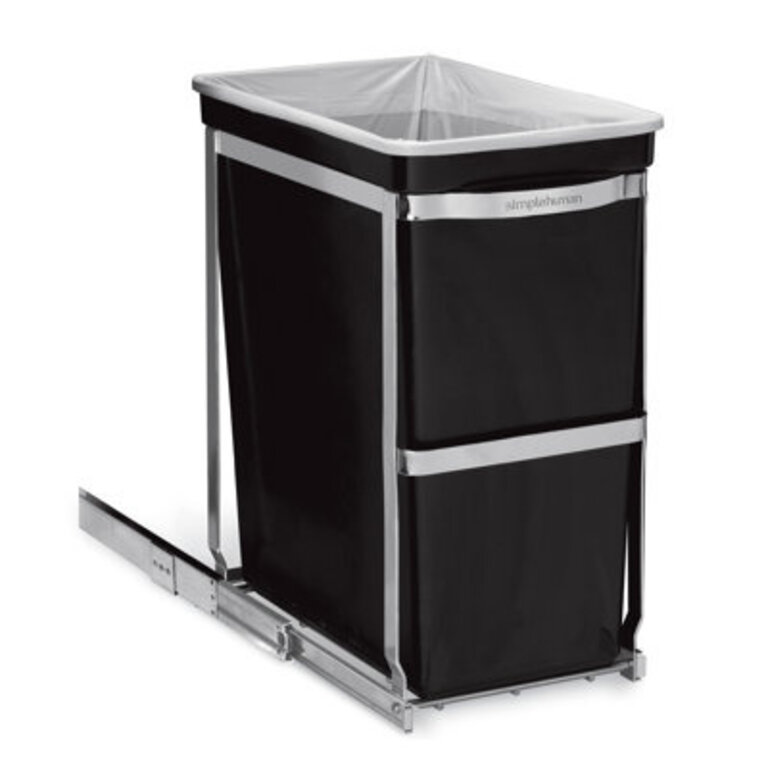 Simplehuman 30 L 8 Gallon Under Counter Kitchen Cabinet Pull-Out Trash Can Heavy-Duty Steel Frame