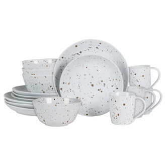 Fitz and Floyd Avondelle Gold Splash 16-Piece Dinnerware Set, Assorted