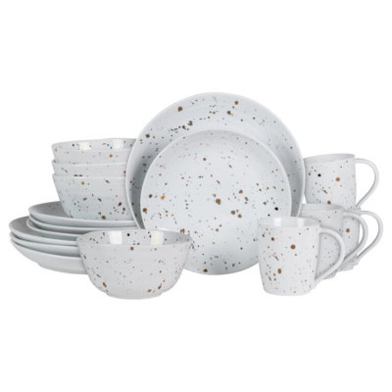 Fitz and Floyd Avondelle Gold Splash 16-Piece Dinnerware Set, Assorted