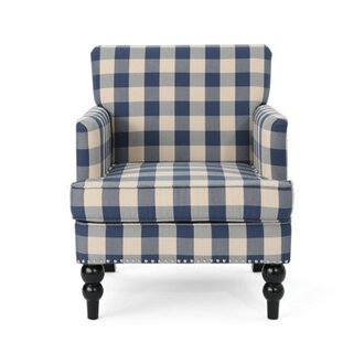 Lofties Contemporary Polyester Armchair with Solid Birch Wood Frame, Plush Cushions, Nailhead Trim, and Button-Tufted Diamond Detailing