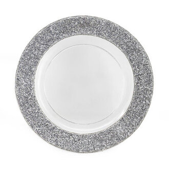 Sparkles Home Luminous Rhinestone 13 Inch Charger Plate  Acrylic Stainless Steel Round Table Decor