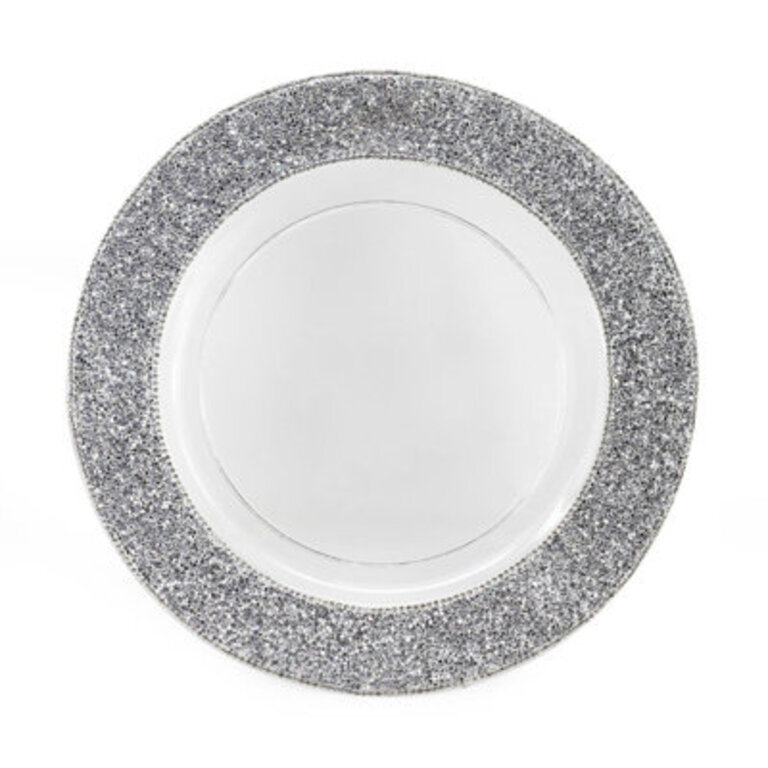 Sparkles Home Luminous Rhinestone 13 Inch Charger Plate  Acrylic Stainless Steel Round Table Decor