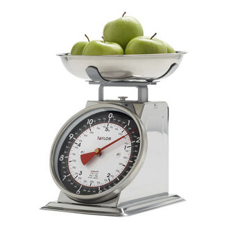 Taylor Mechanical Kitchen Weighing Food Scale Weighs Up To 11Lbs Measures In Grams And Ounces Black And Silver