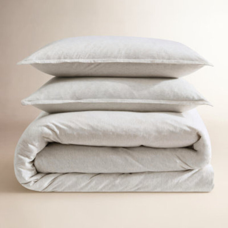 Modern Cotton Melange Jersey Solid Reversible 3 Piece Comforter Set