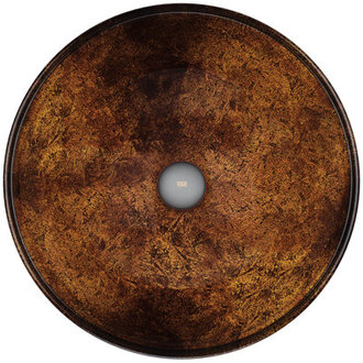 Russet Brown Tempered Glass Handmade Circular Vessel Bathroom Sink