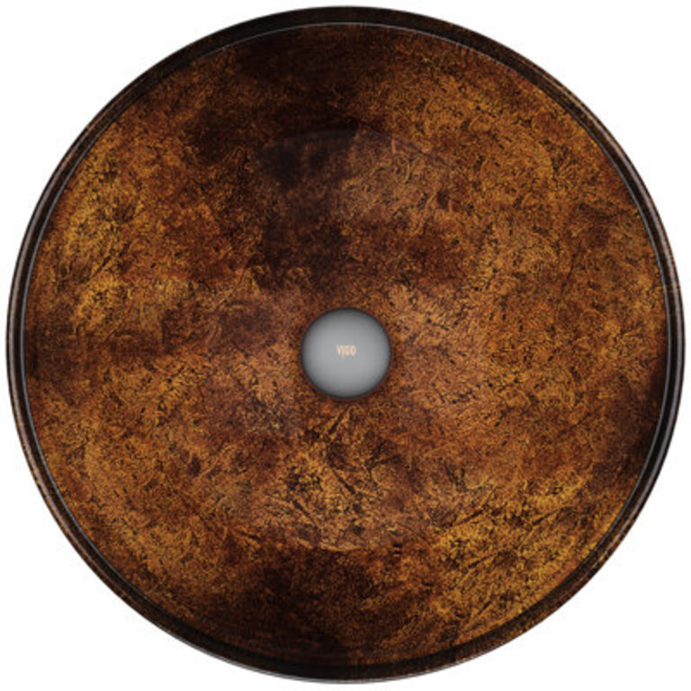 Russet Brown Tempered Glass Handmade Circular Vessel Bathroom Sink