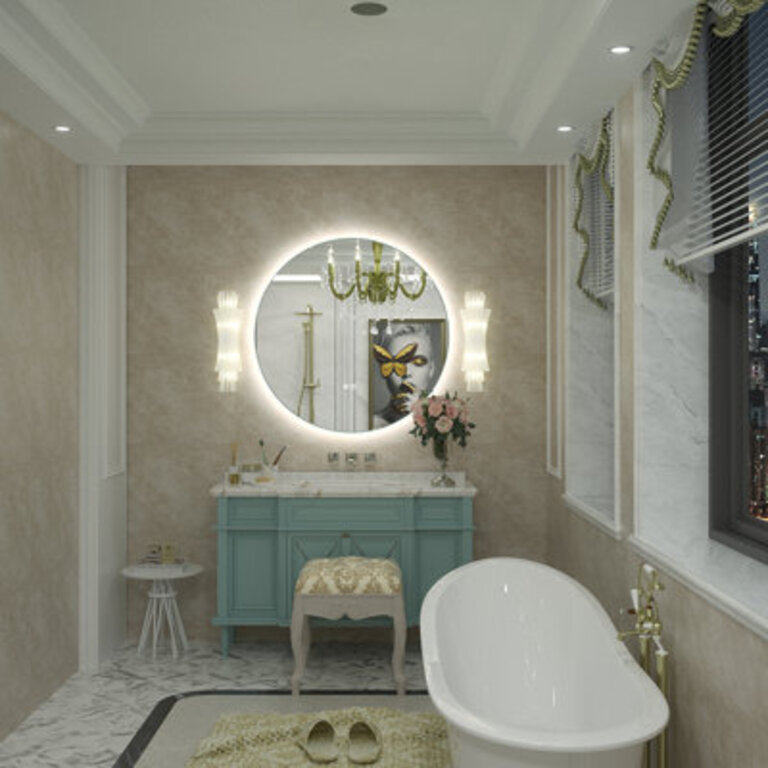 Aevar UL Certified LED Anti-Fog Tempered Glass Round Bathroom/Vanity Mirror