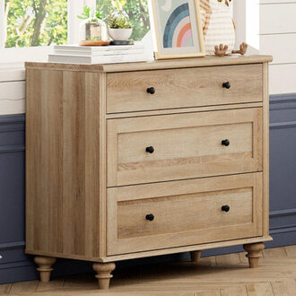 Ariv Farmhouse Kids Dresser Baby Dresser for Bedroom with 3 Drawers Oak
