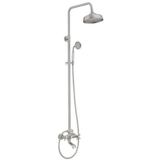 VIBRANTBATH  Urban Stream Brushed Nickel 78 Waterfall Dual Head Shower Faucet Bar System with 2-way Diverter  Ceramic Disc Valve Included