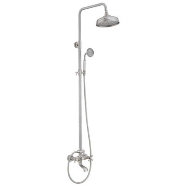 VIBRANTBATH  Urban Stream Brushed Nickel 78 Waterfall Dual Head Shower Faucet Bar System with 2-way Diverter  Ceramic Disc Valve Included