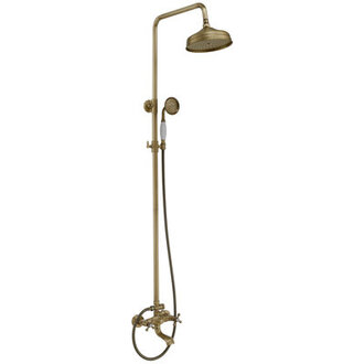 VIBRANTBATH Antique Bronze  78 Waterfall Dual Head Shower Faucet Bar System with 2-way Diverter  Ceramic Disc Valve Included