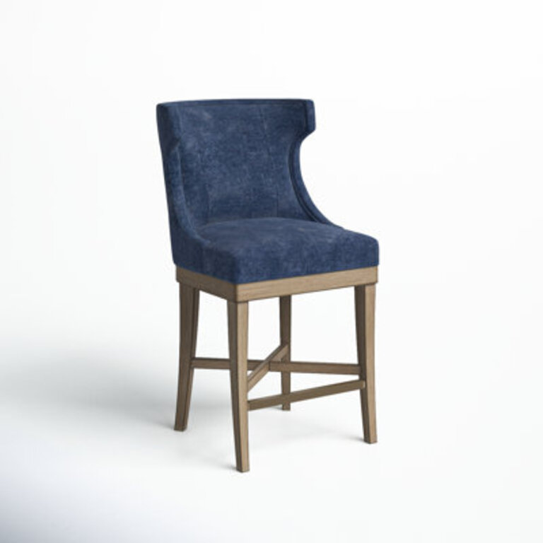 Carson Navy Upholstered Wingback Swivel Counter Stool