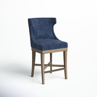 Carson Navy Upholstered Wingback Swivel Counter Stool