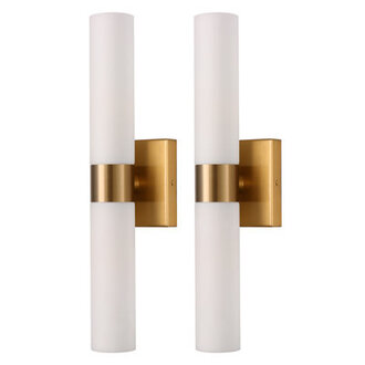 18 In 2-Light White Double Tube Wall Sconce Sleek Up And Down Light Fixture For Bathroom Bedroom