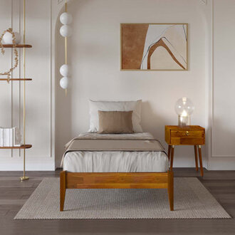 Finney Solid Wood Platform Bed without Headboard Mid-Century Modern Bed Frame
