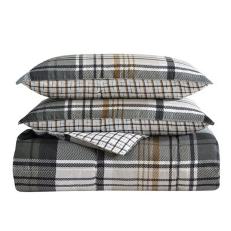Eddie Bauer Normandy Plaid Microsuede Reversible Comforter Set