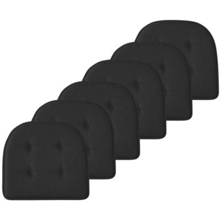 Premium Thick Comfortable Chair Cushion U-Shaped Memory Foam Seat Pads Tufted Topper Pillows Nonslip Rubber Back Seat 17 x 16 Inch Indoor Seat Cover for Office Kitchen Chairs 6 Pack Black Colour