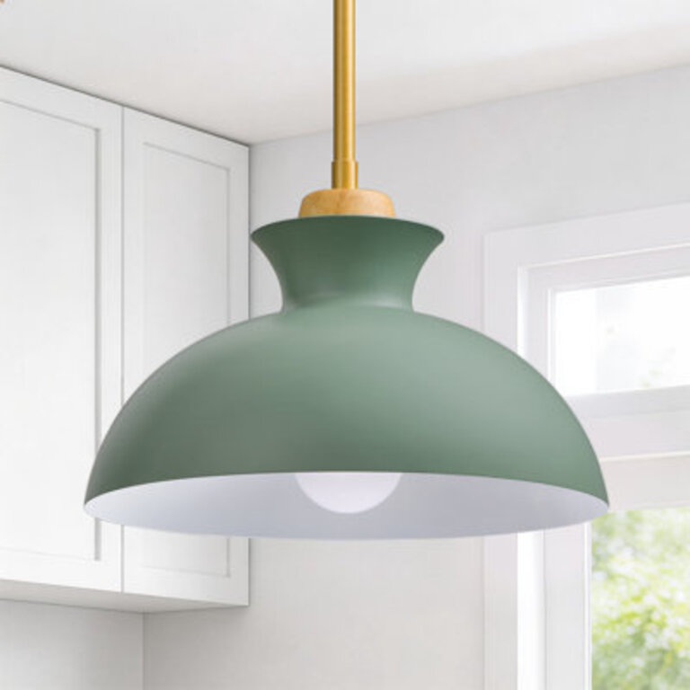 Raih 1- Single Pendant Light With Green Shade
