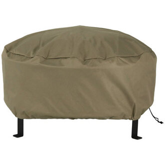 Hamilton Durable Round Fire Pit Cover with Drawstring Closure - 36 x 12 - Khaki