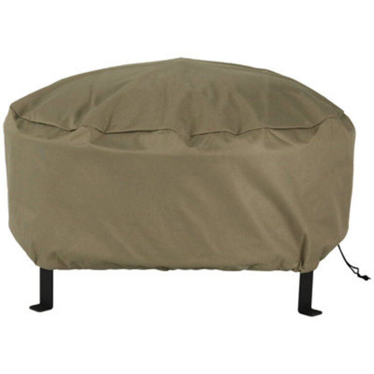 Hamilton Durable Round Fire Pit Cover with Drawstring Closure - 36 x 12 - Khaki