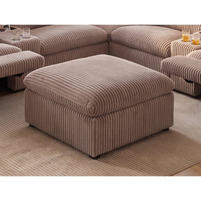 Jolett 374 Wide Oversize Modern Corduroy Upholstered Ottoman