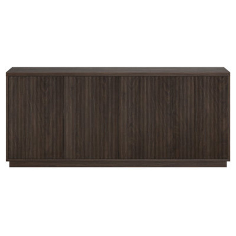 Alston 68 Mid-Century Modern Buffet Table in Alder Brown with Adjustable Shelves  Cable Management  Fluted Sideboard for Dining Room