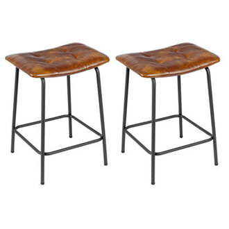 Reza 24 High Leather Tufted Bar Stool