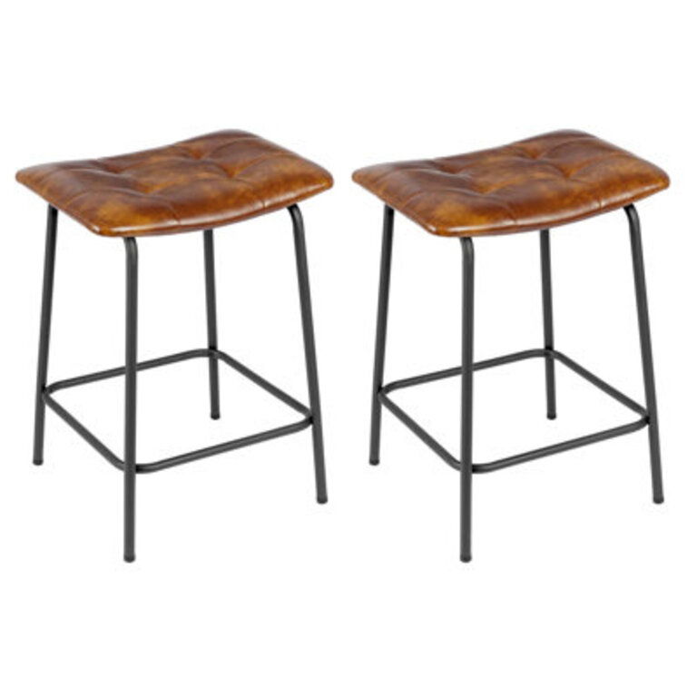 Reza 24 High Leather Tufted Bar Stool