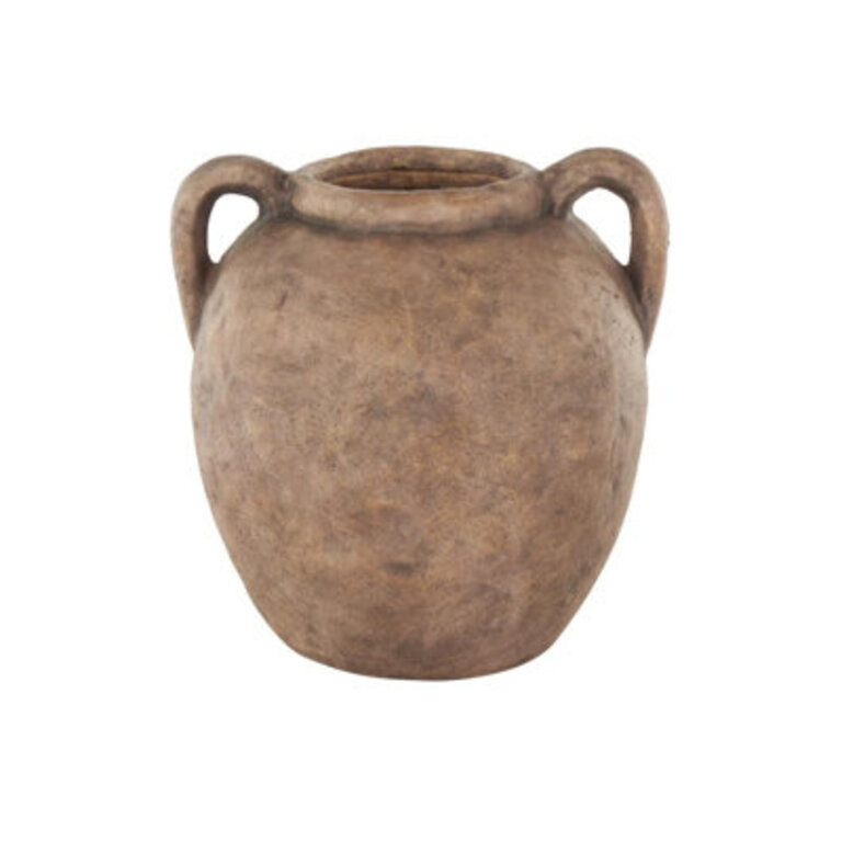 Badgley Ceramic Antique Style Textured Vase With Shadings And Handles