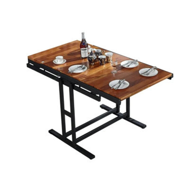 Solid Mahogany Wood Multifunction Convertible Dining TableFree Switch Space-Saving Table Shelf For Dining Room Or Kitchendinning tabledining room table