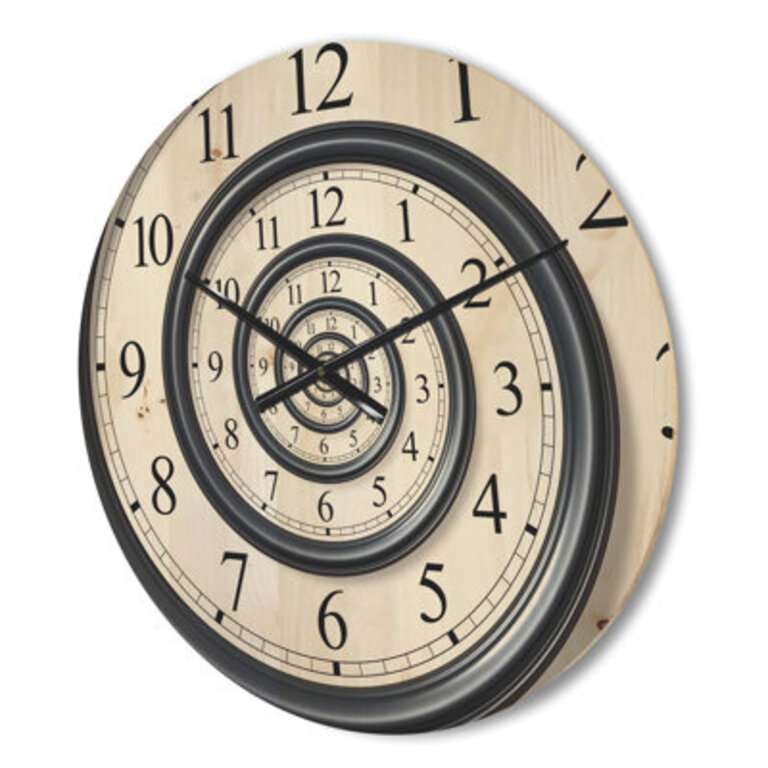 Wood Wall Clock - Time Spiral Analogue