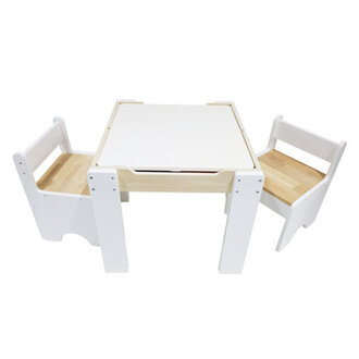Teamson Kids 2-in-1 Multi-Activity Table and Chair Set with Reversible Tabletop and Storage