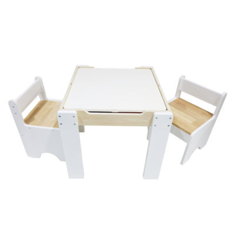 Teamson Kids 2-in-1 Multi-Activity Table and Chair Set with Reversible Tabletop and Storage