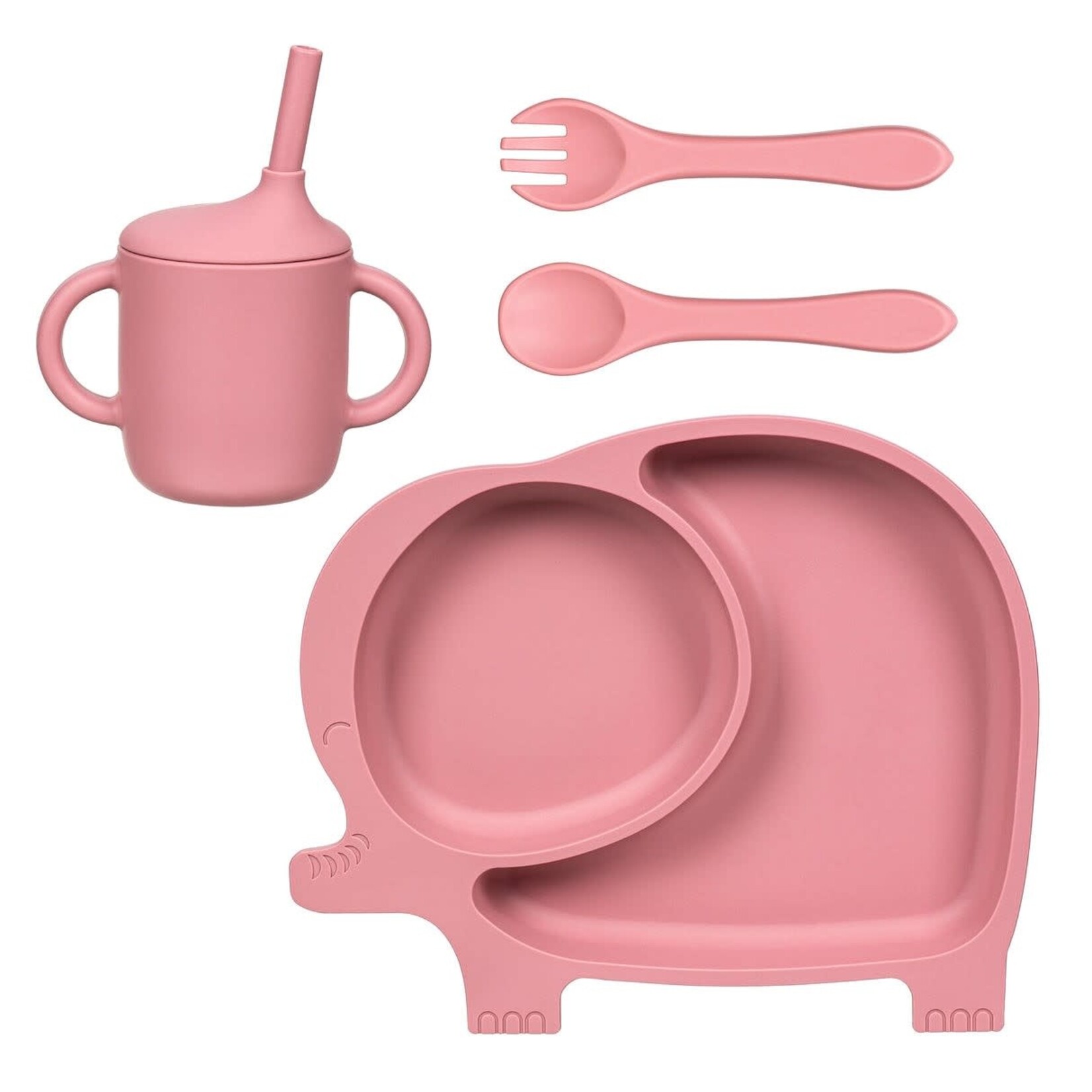 Evergreen Elephant Silicone Baby Feeding Set