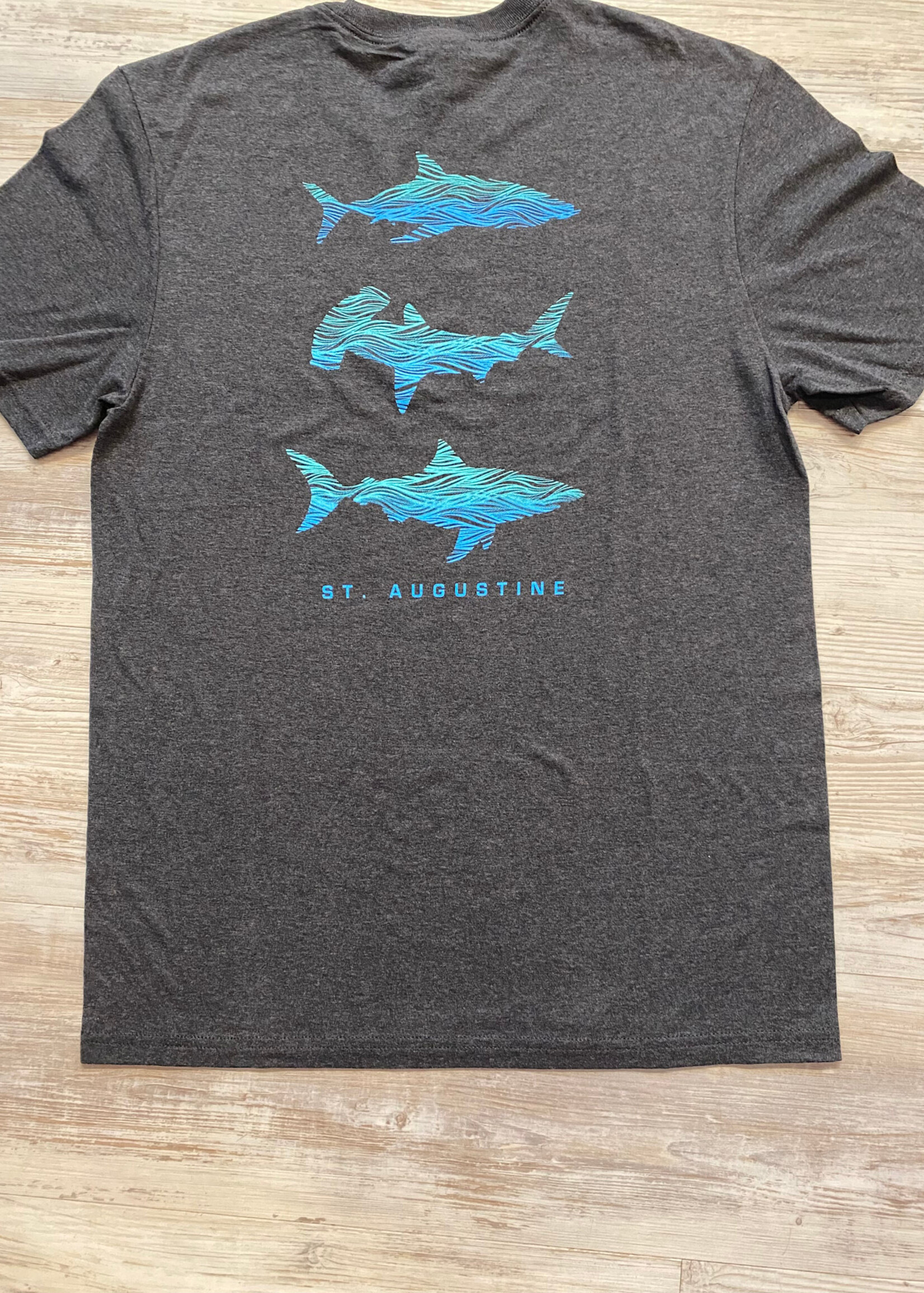 Port & Company Shark Lines S/S Dark Grey T-Shirt