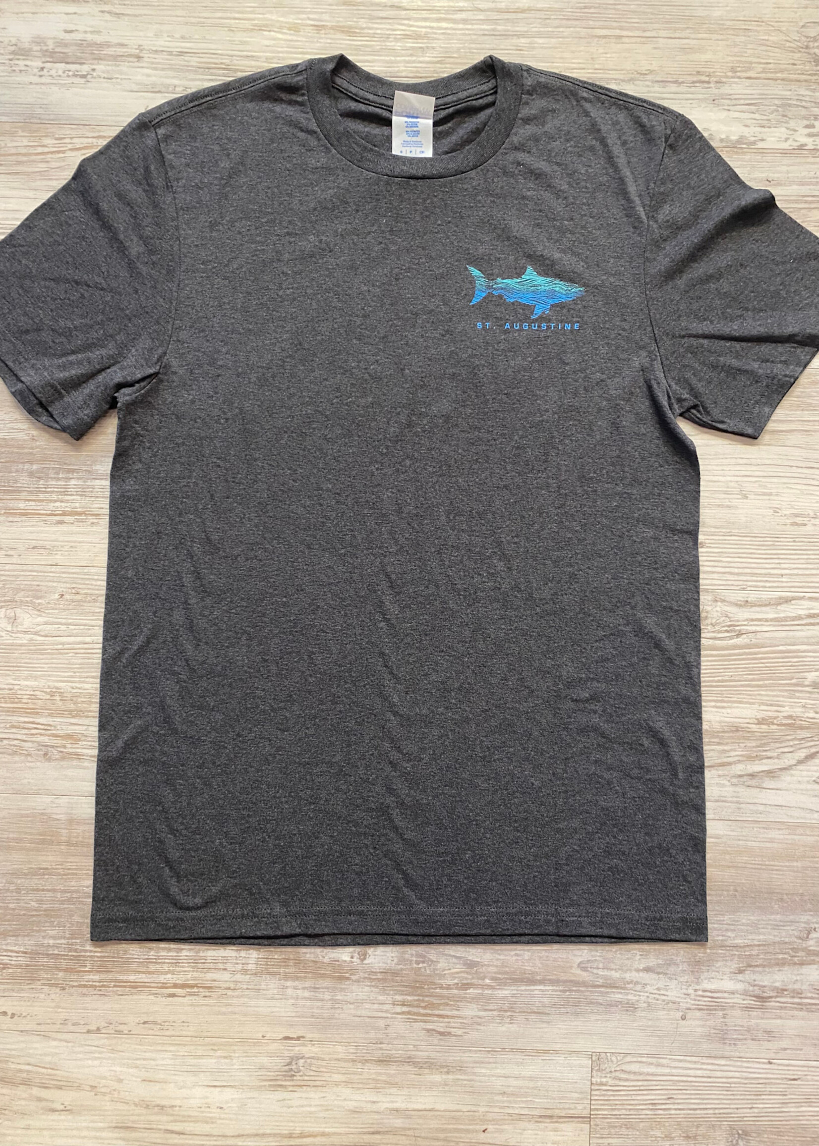 Port & Company Shark Lines S/S Dark Grey T-Shirt