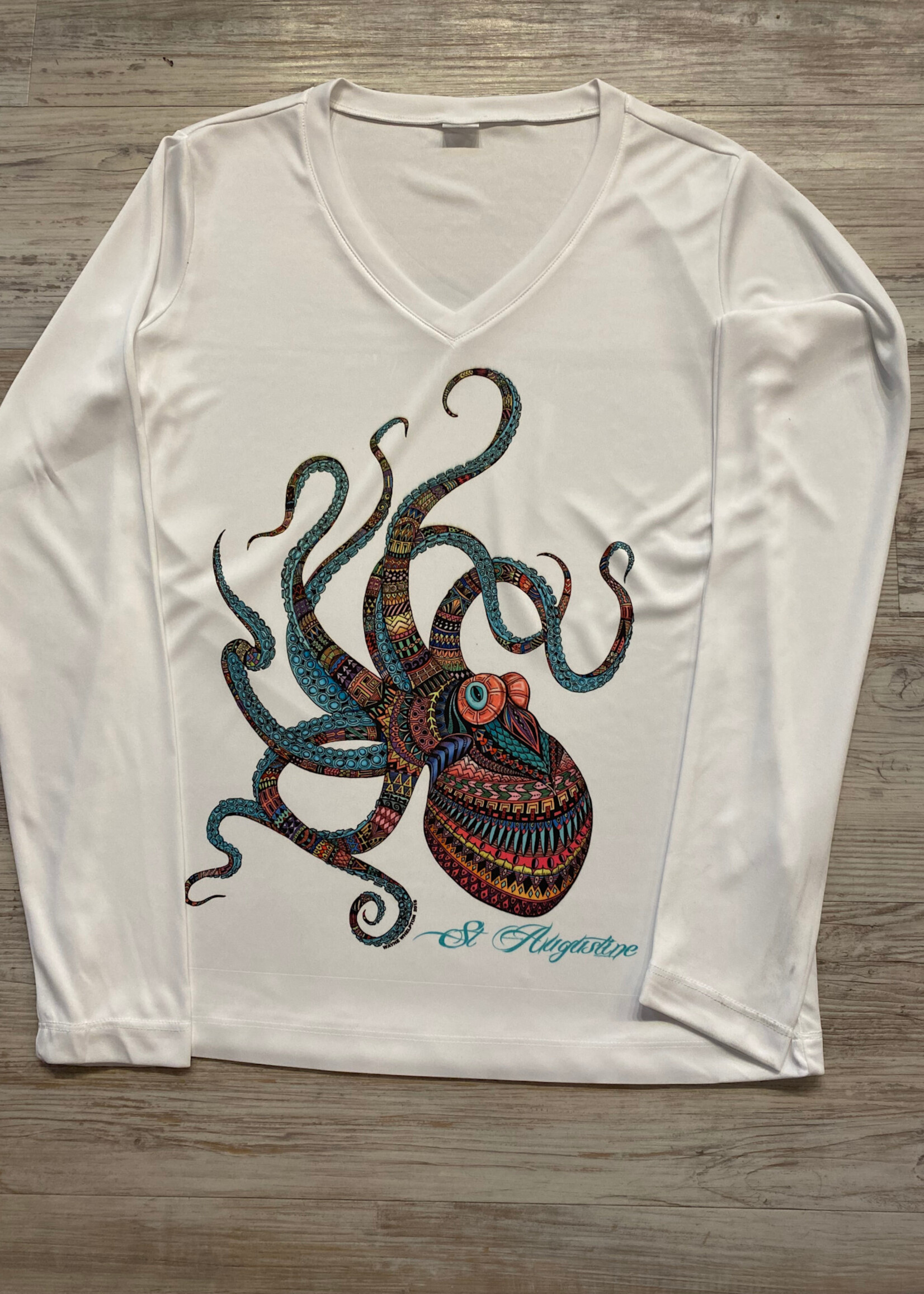 Briney Deep BD Octopus Tangle L/S Vneck White