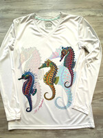 Briney Deep BD Seahorse Trio L/S Vneck White
