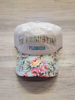 OGM Tropical Floral Hat Teal/White