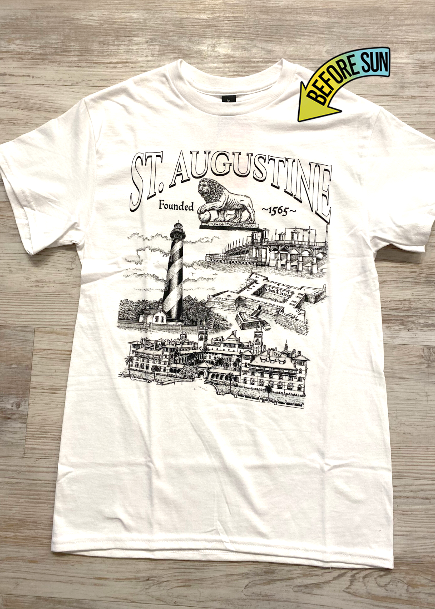 Gildan St Augustine Founded S/S White