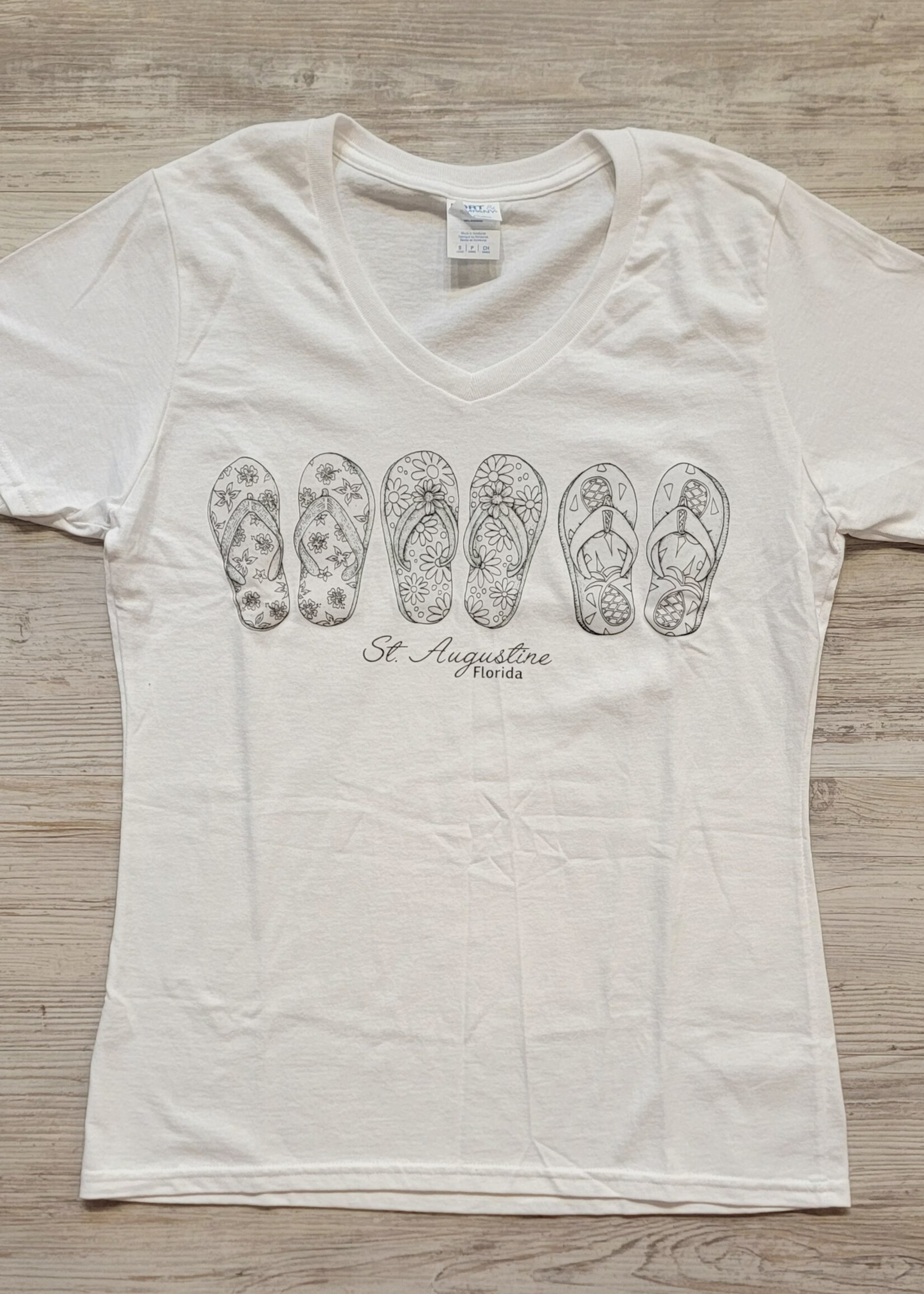 Port & Company Flip Flop V-neck S/S White