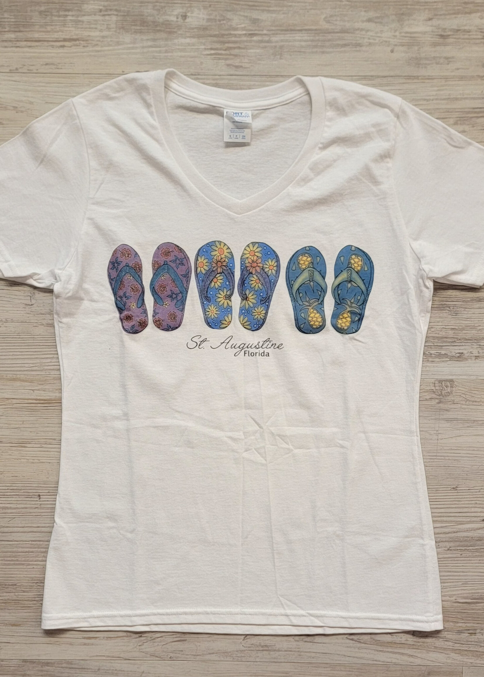 Port & Company Flip Flop V-neck S/S White