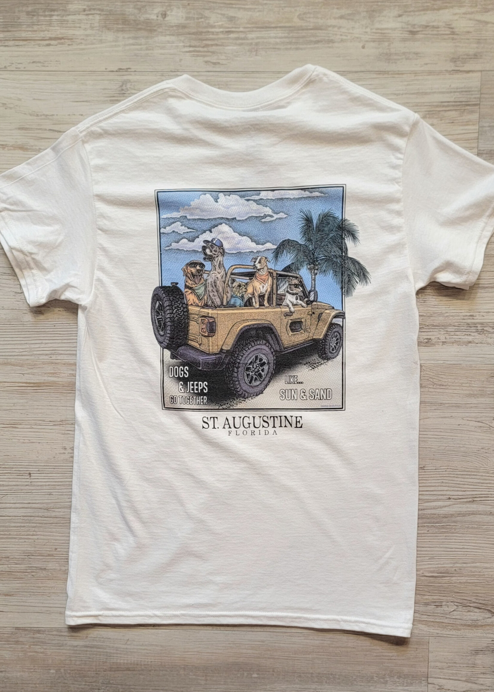 Jeep Dogs White Adult S/S T