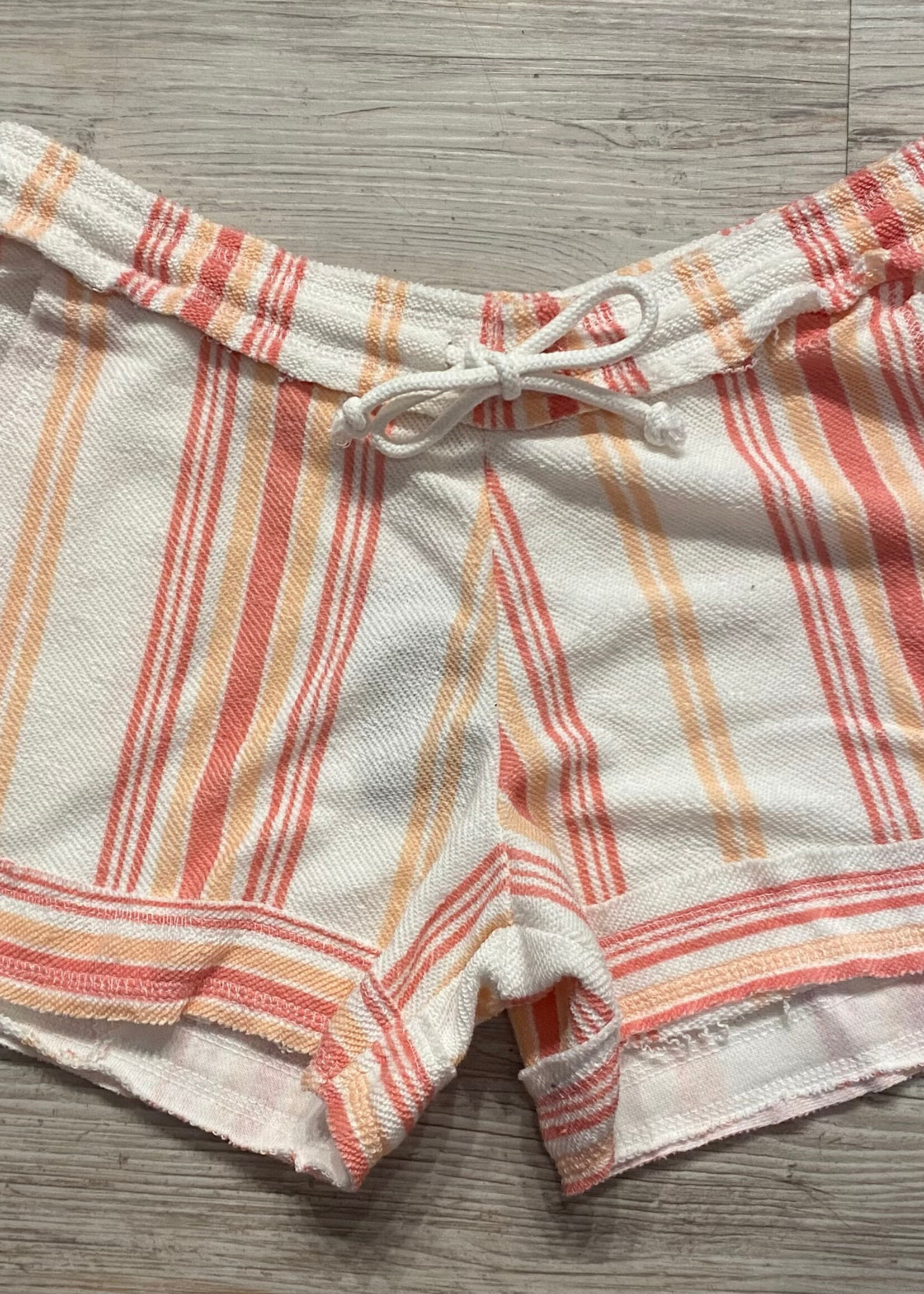 U.S. Apparel Womens Boho Coral Striped Shorts YFR-6299
