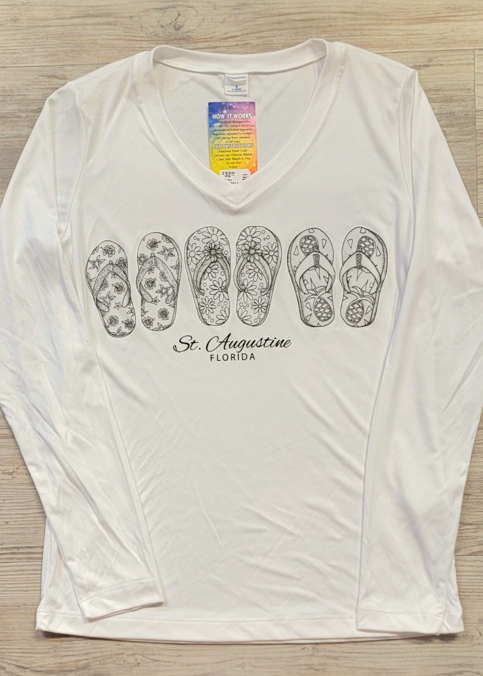 Sport-Tek Women's Flip Flop V-neck L/S Perf. White
