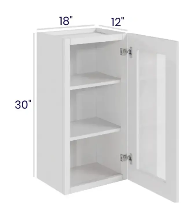 18" W | 30" Wall Cabinets with Glass Door - Single Door