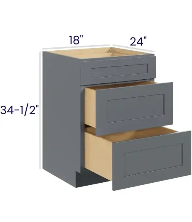3DB18EB | 18" W | 34.5" H   Three Drawer Bases