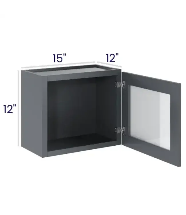 W1512GDEB | 15"W | 12" H Single Door Stacker Cabinets w/Glass